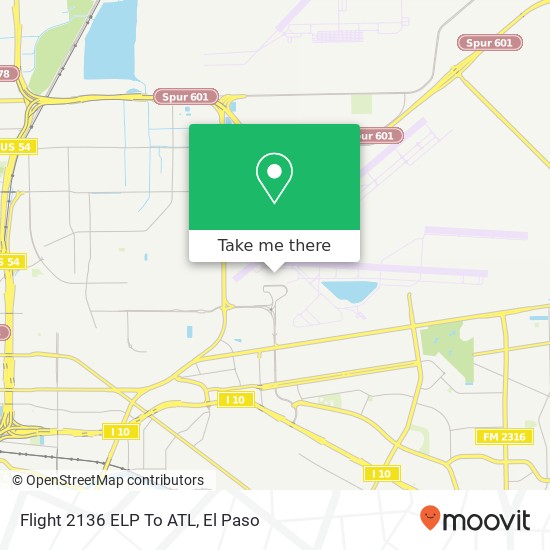 Flight 2136 ELP To ATL map