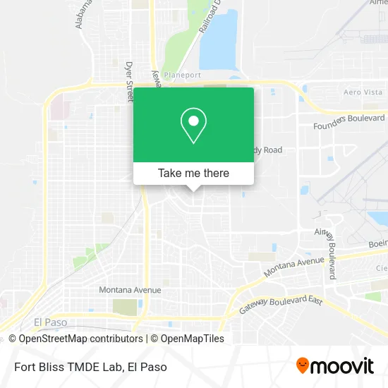 Mapa de Fort Bliss TMDE Lab