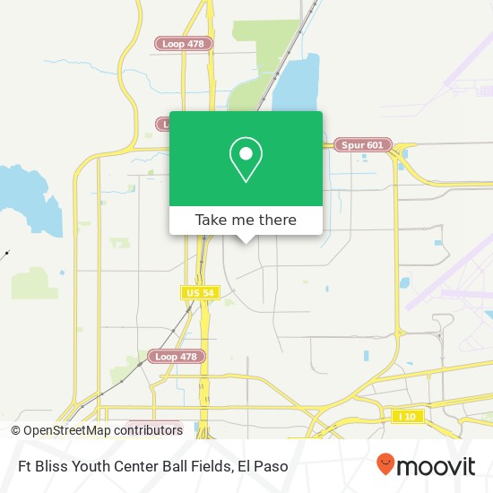 Ft Bliss Youth Center Ball Fields map