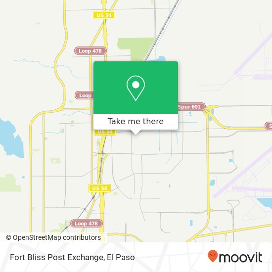 Mapa de Fort Bliss Post Exchange