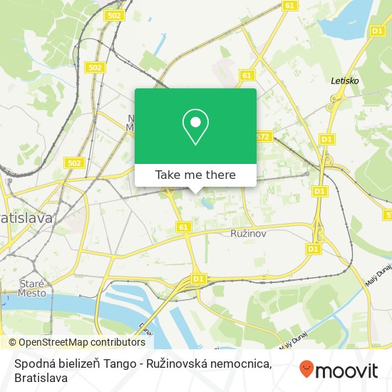 Spodná bielizeň Tango - Ružinovská nemocnica map