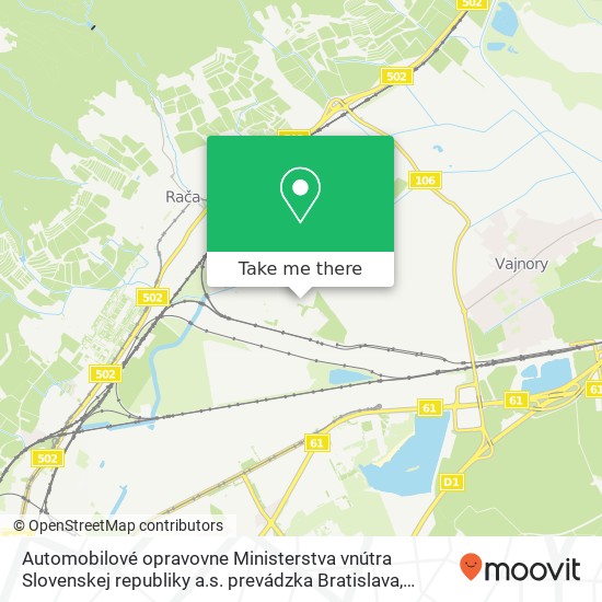 Automobilové opravovne Ministerstva vnútra Slovenskej republiky a.s. prevádzka Bratislava map