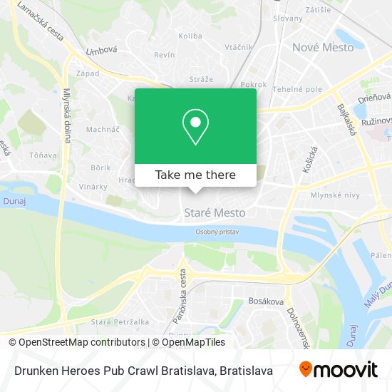 Drunken Heroes Pub Crawl Bratislava map