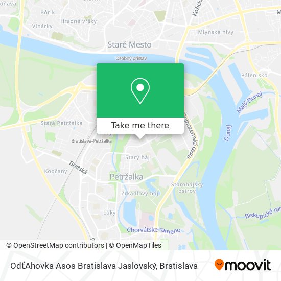 OdťAhovka Asos Bratislava Jaslovský map