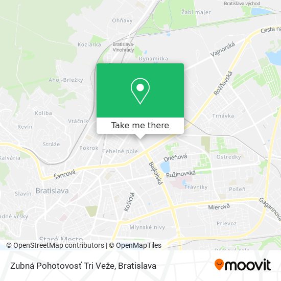 Zubná Pohotovosť Tri Veže map