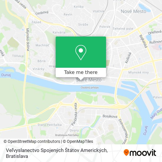 Veľvyslanectvo Spojených Štátov Amerických map