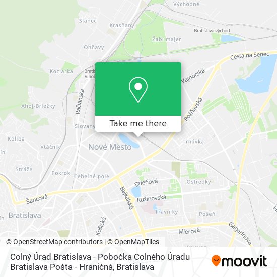 Colný Úrad Bratislava - Pobočka Colného Úradu Bratislava Pošta - Hraničná map