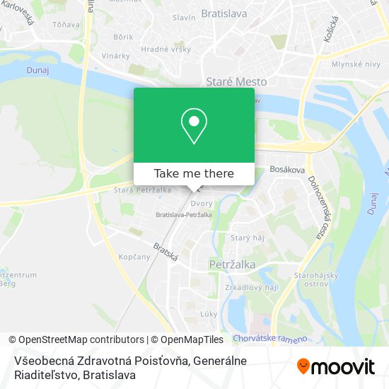 Všeobecná Zdravotná Poisťovňa, Generálne Riaditeľstvo map