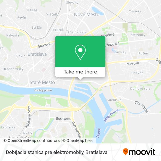 Dobíjacia stanica pre elektromobily map