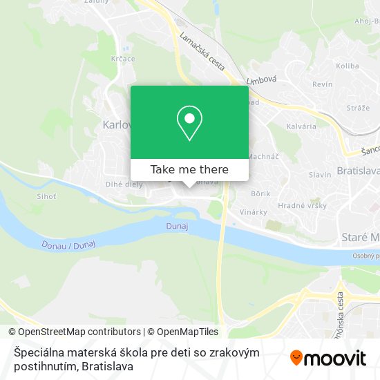 Špeciálna materská škola pre deti so zrakovým postihnutím map