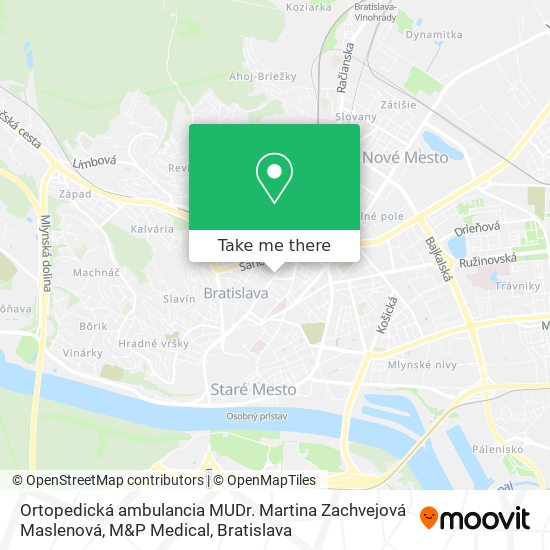 Ortopedická ambulancia MUDr. Martina Zachvejová Maslenová, M&P Medical map