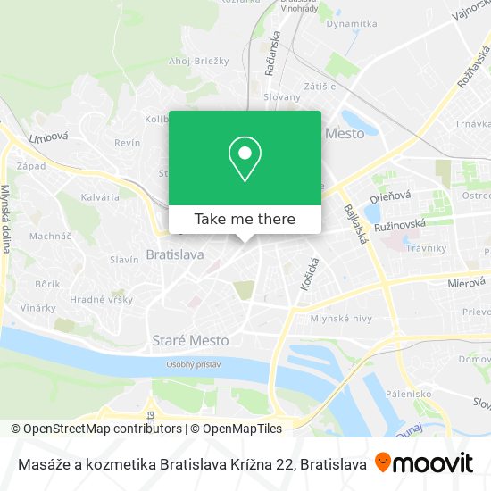 Masáže a kozmetika Bratislava Krížna 22 map