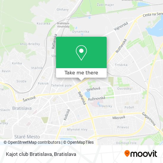 Kajot club Bratislava map