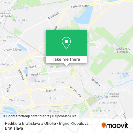 Pedikúra Bratislava a Okolie - Ingrid Klubalová map