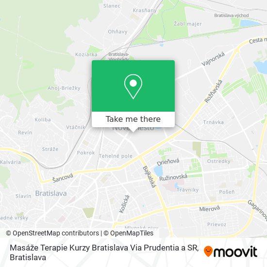 Masáže Terapie Kurzy Bratislava Via Prudentia a SR map