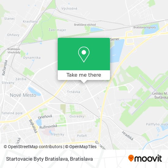 Startovacie Byty Bratislava map