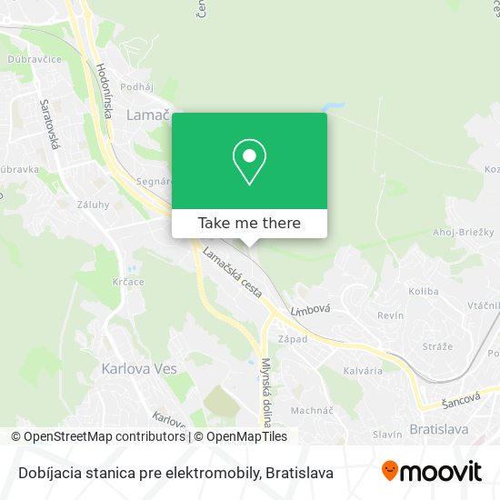 Dobíjacia stanica pre elektromobily map