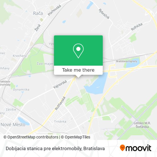 Dobíjacia stanica pre elektromobily map