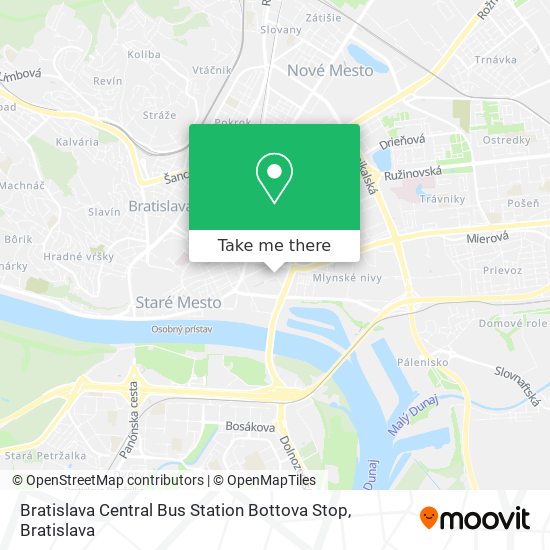 Bratislava Central Bus Station Bottova Stop map
