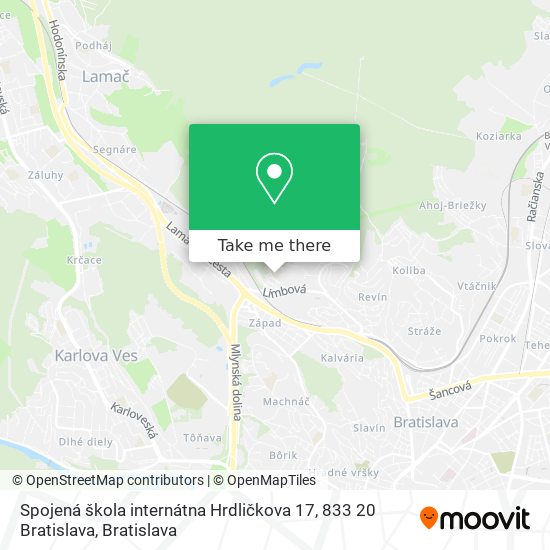 Spojená škola internátna Hrdličkova 17, 833 20 Bratislava map