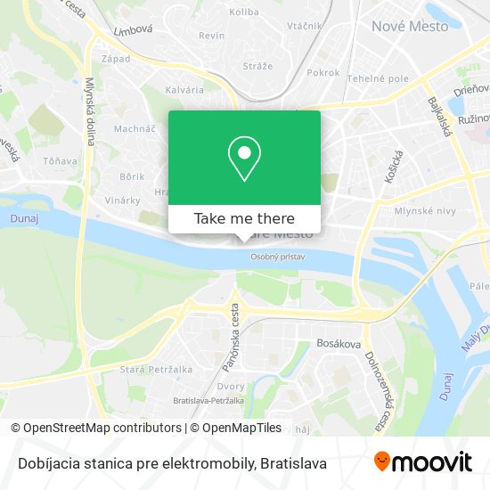 Dobíjacia stanica pre elektromobily map