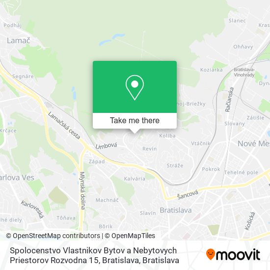 Spolocenstvo Vlastnikov Bytov a Nebytovych Priestorov Rozvodna 15, Bratislava map