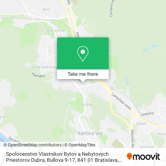 Spolocenstvo Vlastnikov Bytov a Nebytovych Priestorov Dubra, Bullova 9-17, 841 01 Bratislava map