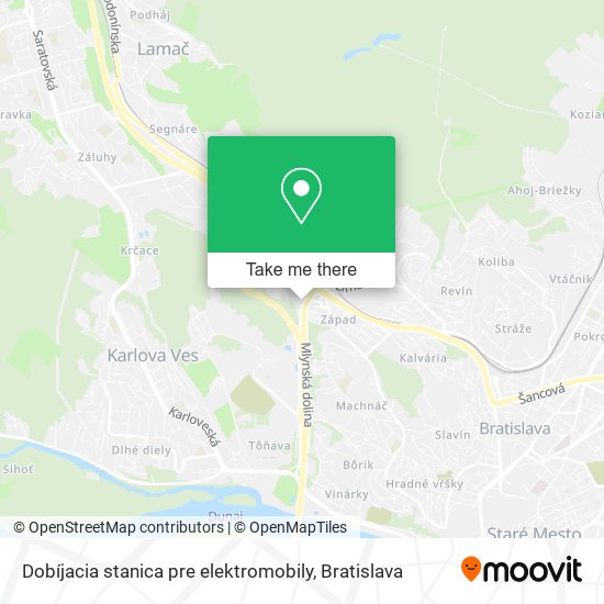 Dobíjacia stanica pre elektromobily map