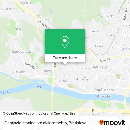 Dobíjacia stanica pre elektromobily map