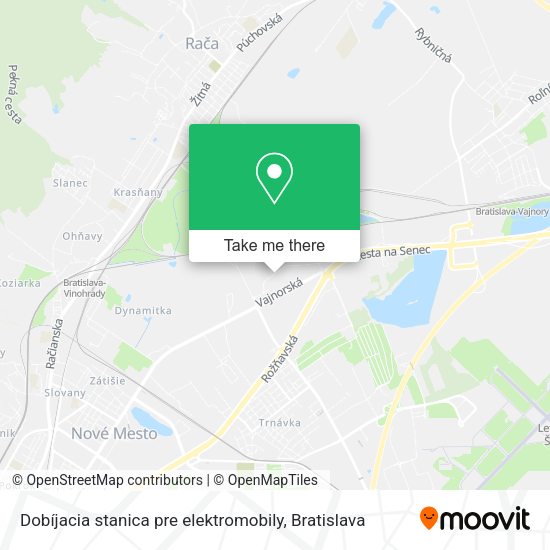 Dobíjacia stanica pre elektromobily map