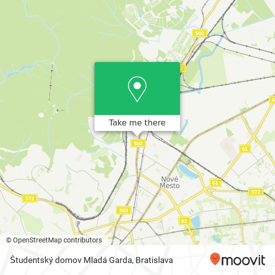 Študentský domov Mladá Garda map