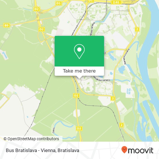 Bus Bratislava - Vienna map