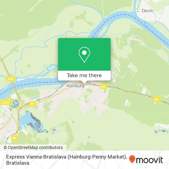Express Vienna-Bratislava (Hainburg-Penny Market) map