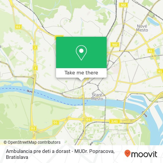 Ambulancia pre deti a dorast - MUDr. Popracova map