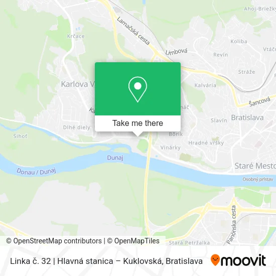 Linka č. 32 | Hlavná stanica – Kuklovská map