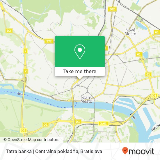 Tatra banka | Centrálna pokladňa map