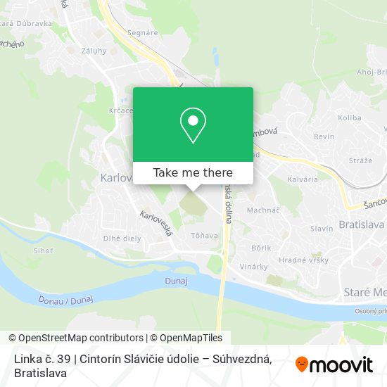 Linka č. 39 | Cintorín Slávičie údolie – Súhvezdná map