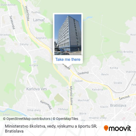 Ministerstvo školstva, vedy, výskumu a športu SR map