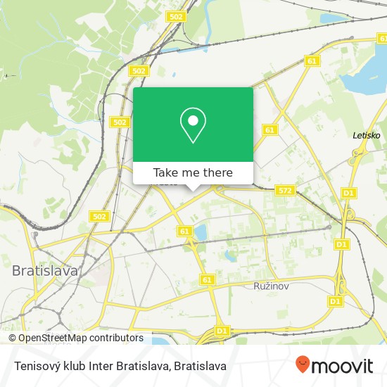 Tenisový klub Inter Bratislava map