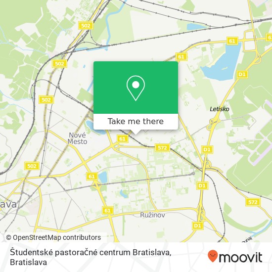Študentské pastoračné centrum Bratislava map
