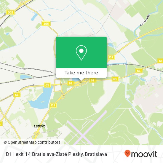 D1 | exit 14 Bratislava-Zlaté Piesky map