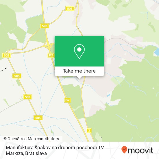 Manufaktúra špakov na druhom poschodí TV Markíza map