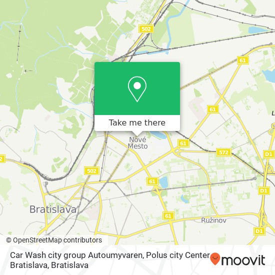 Car Wash city group Autoumyvaren, Polus city Center Bratislava map