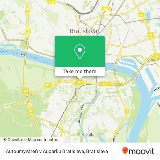 Autoumyváreň v Auparku Bratislava map