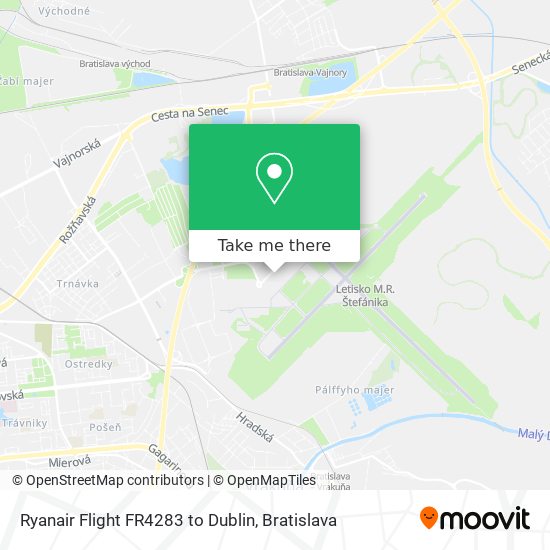 Ryanair Flight FR4283 to Dublin map
