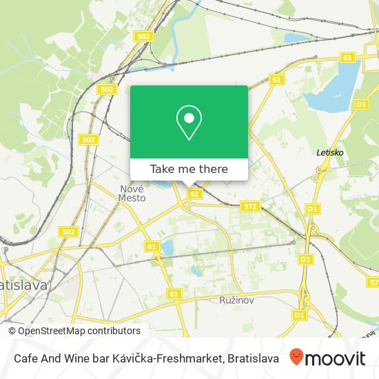 Cafe And Wine bar Kávička-Freshmarket map