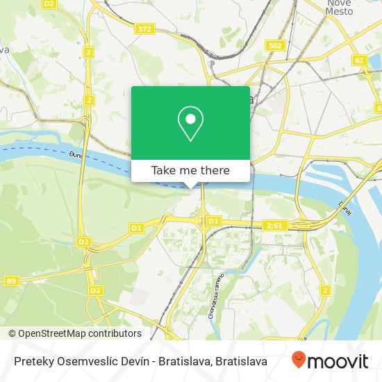 Preteky Osemveslíc Devín - Bratislava map