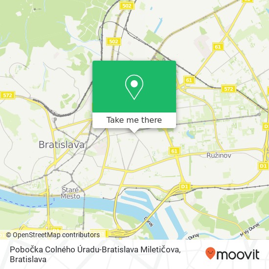 Pobočka Colného Úradu-Bratislava Miletičova map