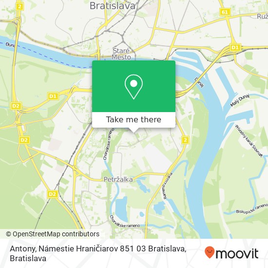 Antony, Námestie Hraničiarov 851 03 Bratislava map