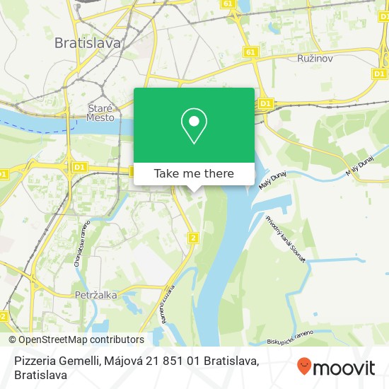 Pizzeria Gemelli, Májová 21 851 01 Bratislava map